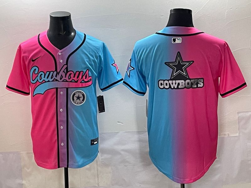 Men 2025 Dallas Cowboys Blank Blue pink Nike Limited NFL Jersey style 0016